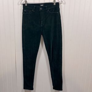 Hudson high rise dark green velour skinny jean